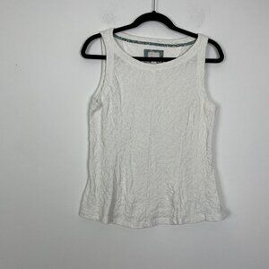 Anthropologie Postmark Ivory Textured Peplum Textured Tank Top Size Small